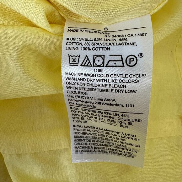 Banana Republic Mini Dress Size 6 Yellow Linen Blend - Picture 10 of 10